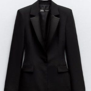 NEW Zara Satin Effect Tuxedo Jacket